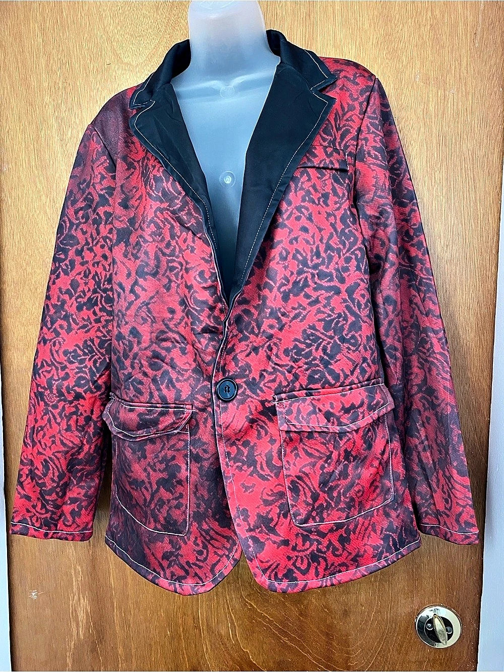 Red & Black Abstract Blazer Like New